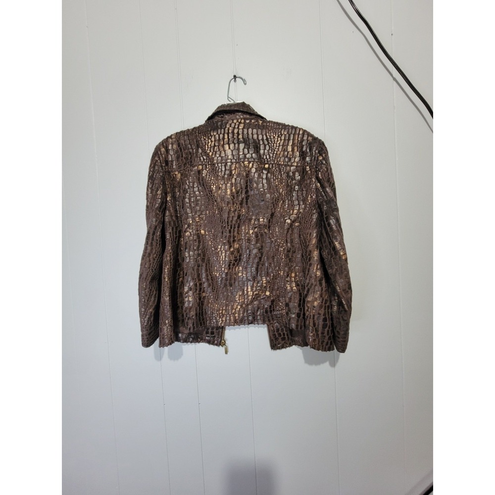 Ruby Rd Women's Size 14 Long‎ Sleeve Zip-Up Jacket Brown Animal Print - Picture 5 of 7